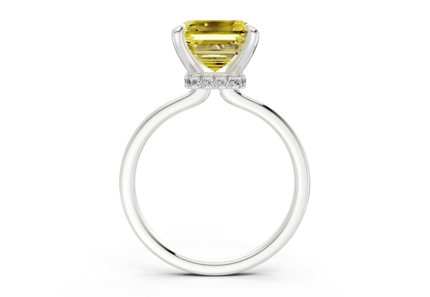Seraphina Yellow Diamond Solitaire Asscher Cut 1.8mm Engagement Ring