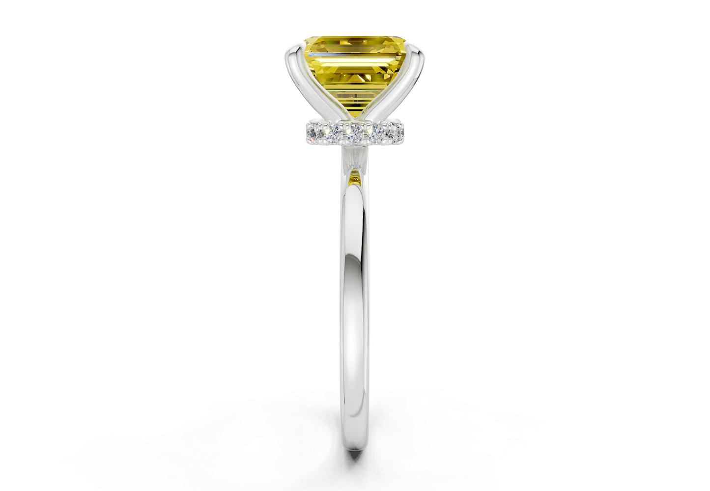 Seraphina Yellow Diamond Solitaire Asscher Cut 1.8mm Engagement Ring
