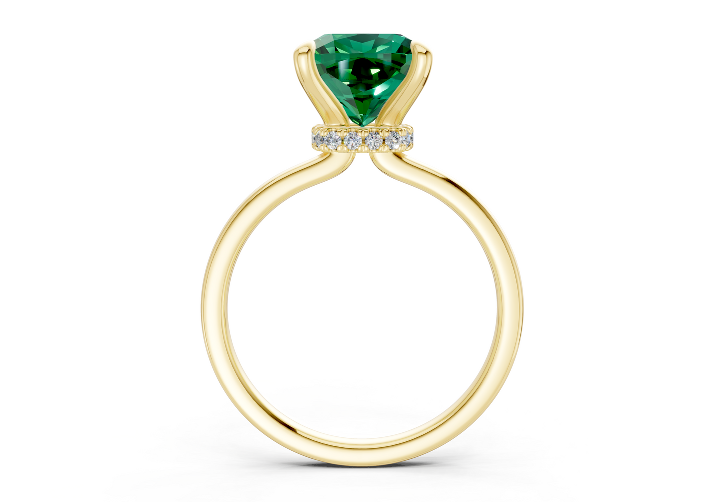 Seraphina Emerald Gemstone Solitaire Cushion Squareuare Cut 1.8mm Engagement Ring