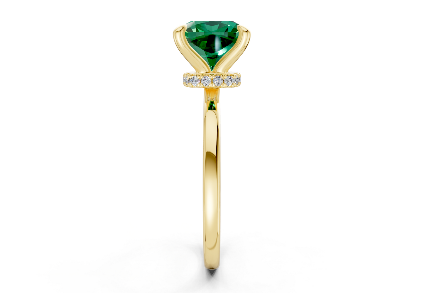 Seraphina Emerald Gemstone Solitaire Cushion Squareuare Cut 1.8mm Engagement Ring
