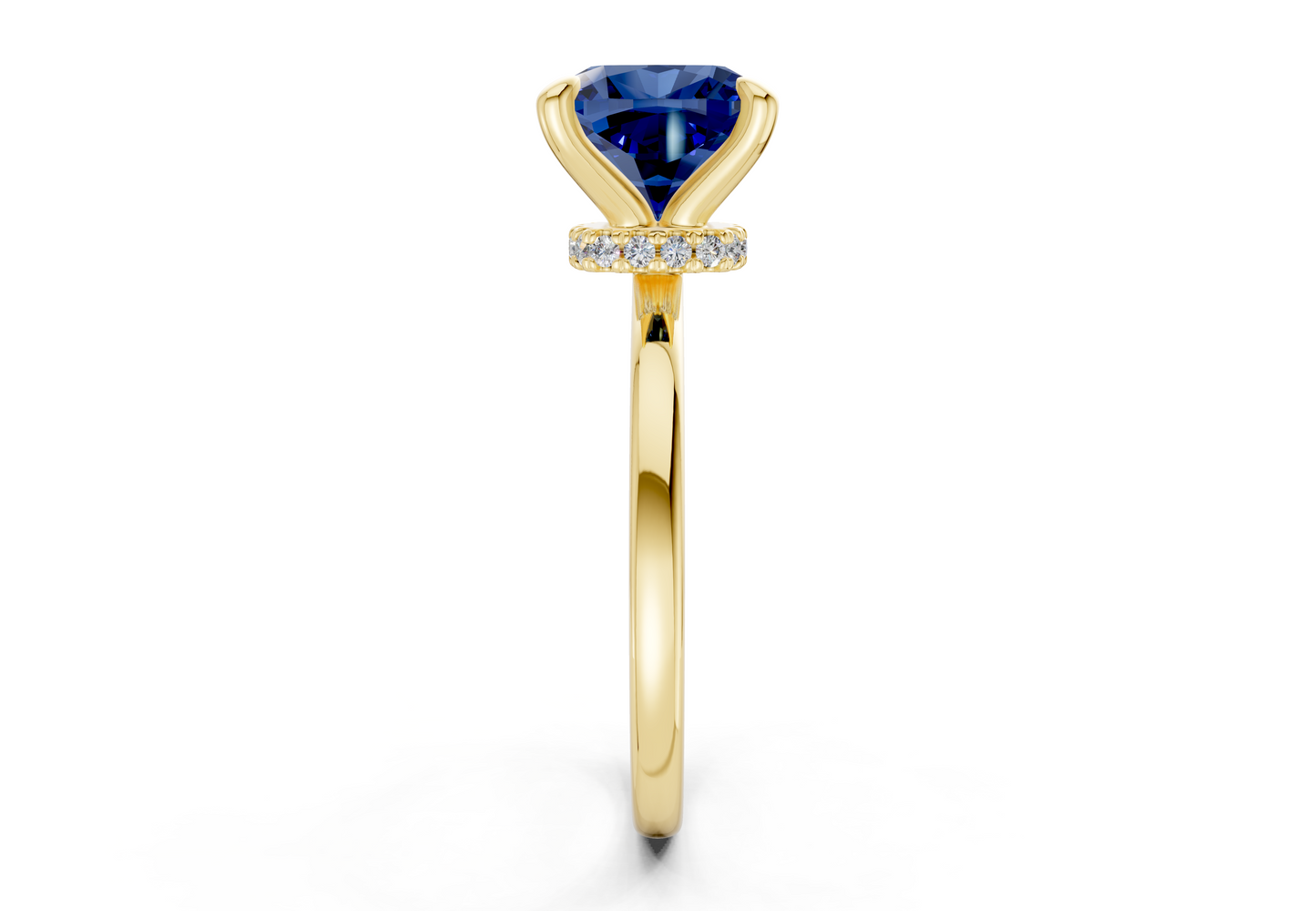 Seraphina Sapphire Gemstone Solitaire Cushion Squareuare Cut 1.8mm Engagement Ring