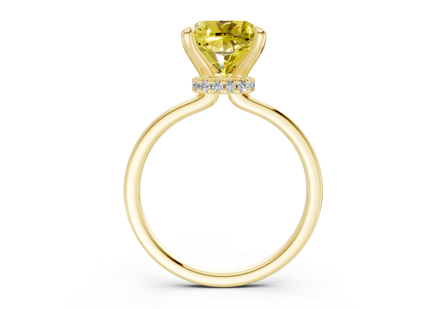 Seraphina Yellow Diamond Solitaire Cushion Squareuare Cut 1.8mm Engagement Ring
