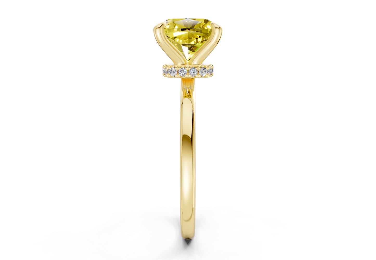 Seraphina Yellow Diamond Solitaire Cushion Squareuare Cut 1.8mm Engagement Ring