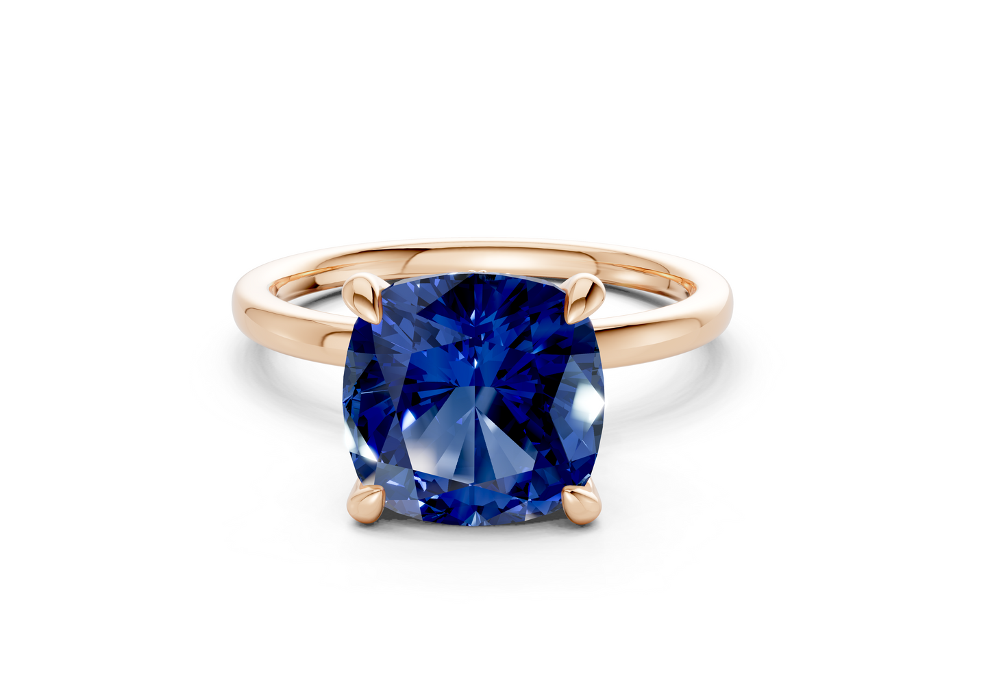 Seraphina Sapphire Gemstone Solitaire Cushion Squareuare Cut 1.8mm Engagement Ring