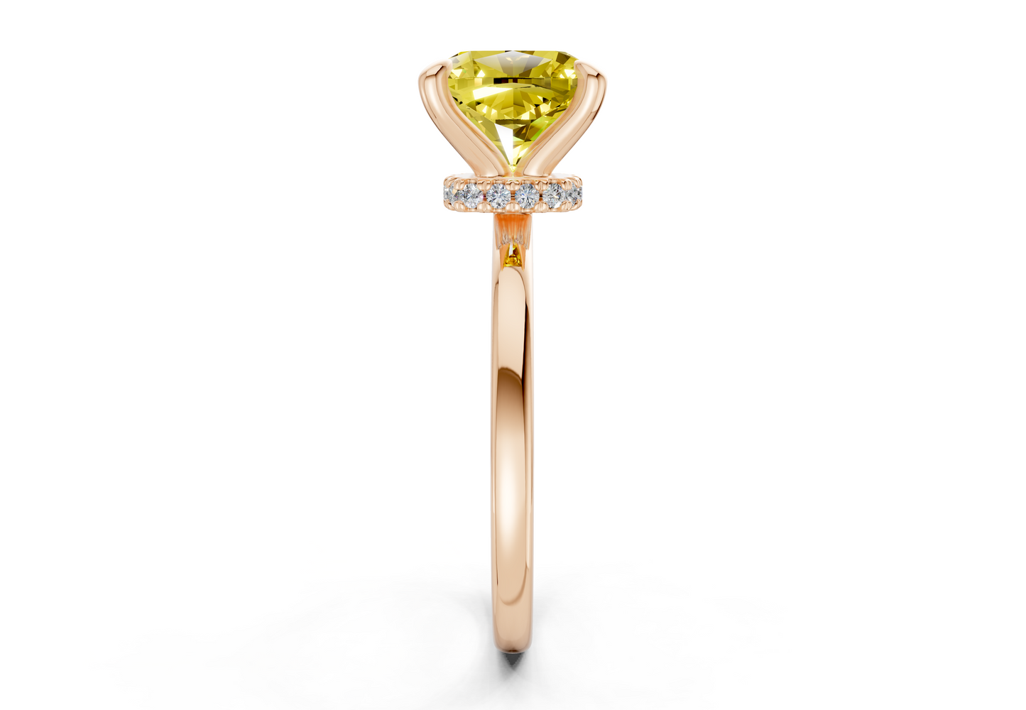 Seraphina Yellow Diamond Solitaire Cushion Squareuare Cut 1.8mm Engagement Ring