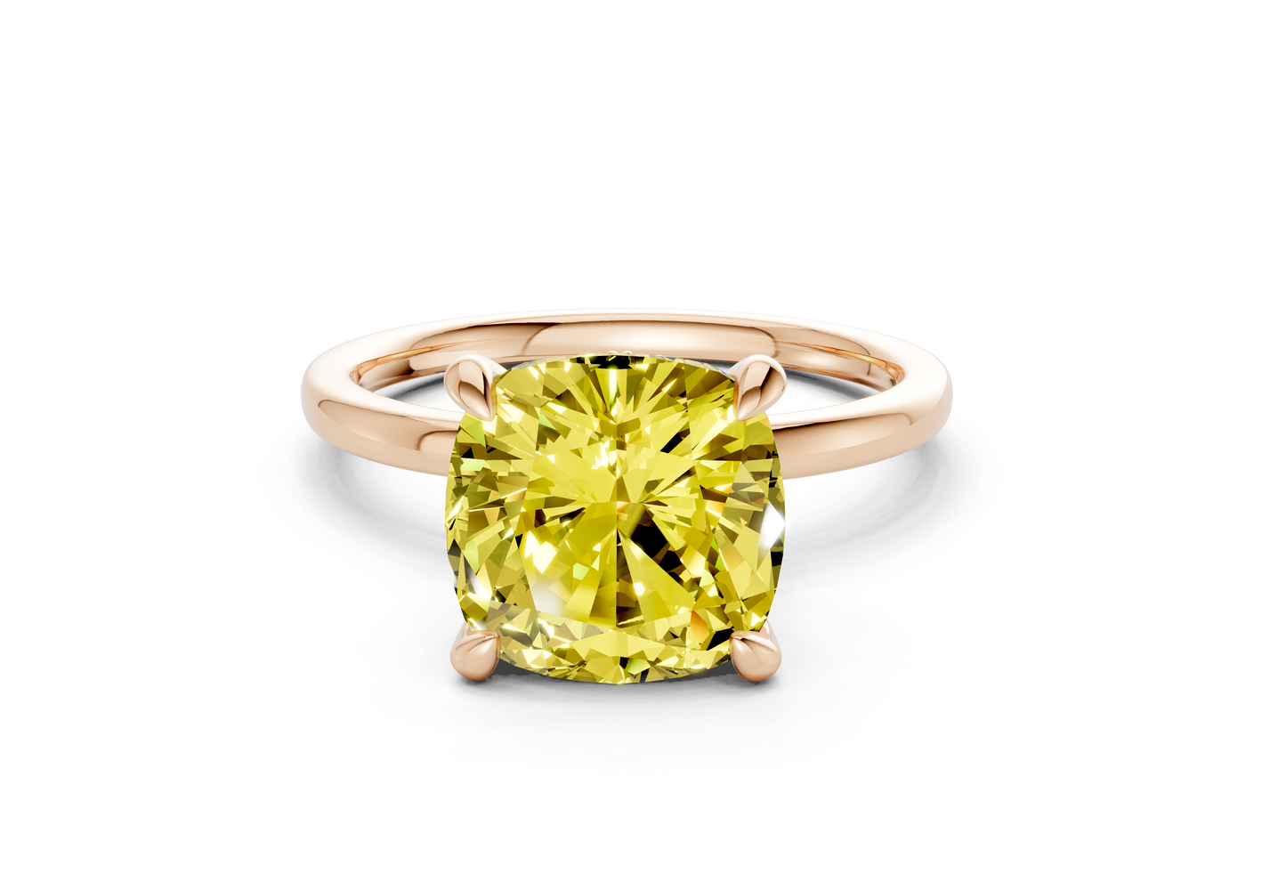 Seraphina Yellow Diamond Solitaire Cushion Squareuare Cut 1.8mm Engagement Ring