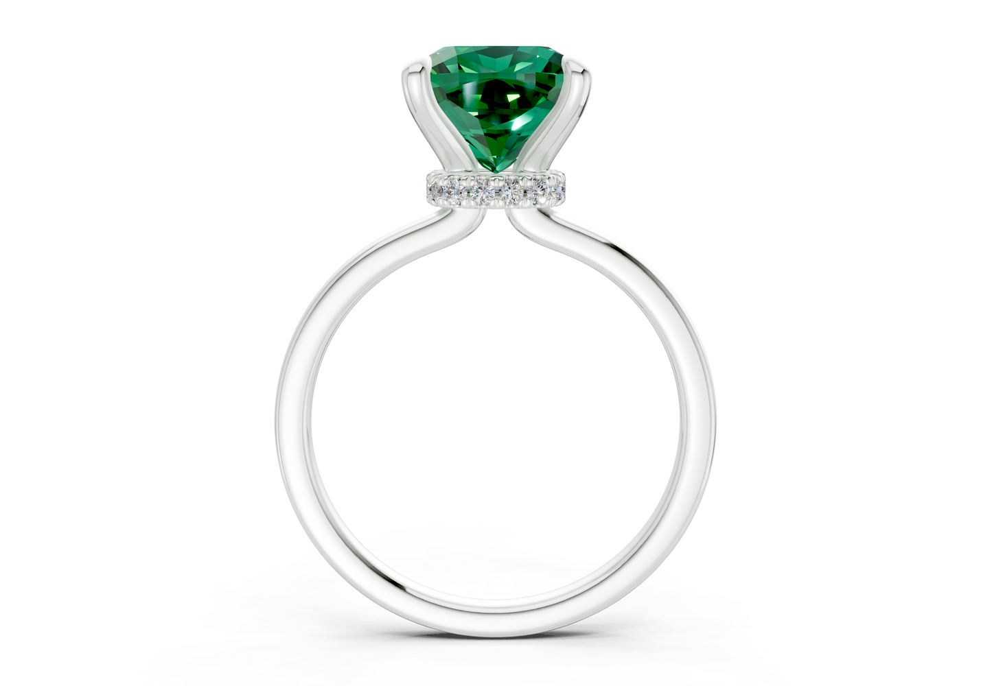 Seraphina Emerald Gemstone Solitaire Cushion Squareuare Cut 1.8mm Engagement Ring