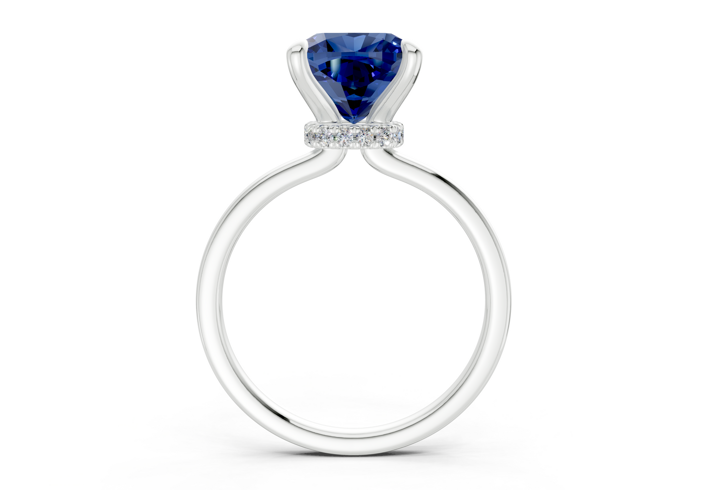 Seraphina Sapphire Gemstone Solitaire Cushion Squareuare Cut 1.8mm Engagement Ring
