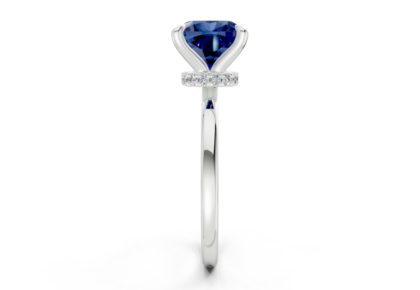Seraphina Sapphire Gemstone Solitaire Cushion Squareuare Cut 1.8mm Engagement Ring