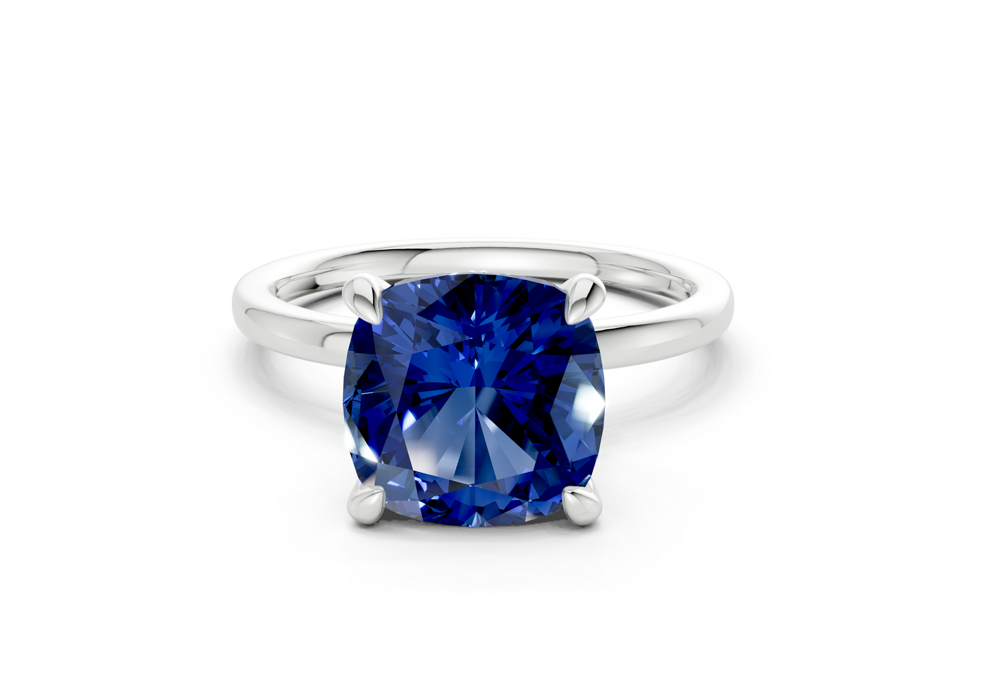 Seraphina Sapphire Gemstone Solitaire Cushion Squareuare Cut 1.8mm Engagement Ring