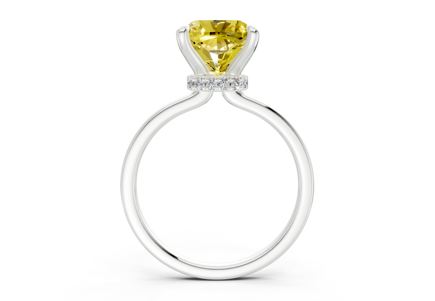 Seraphina Yellow Diamond Solitaire Cushion Squareuare Cut 1.8mm Engagement Ring