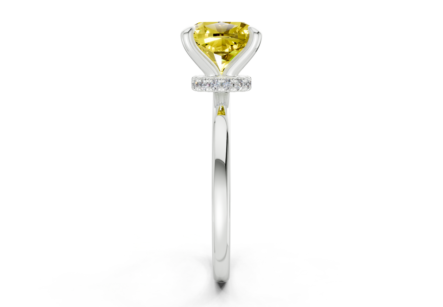 Seraphina Yellow Diamond Solitaire Cushion Squareuare Cut 1.8mm Engagement Ring