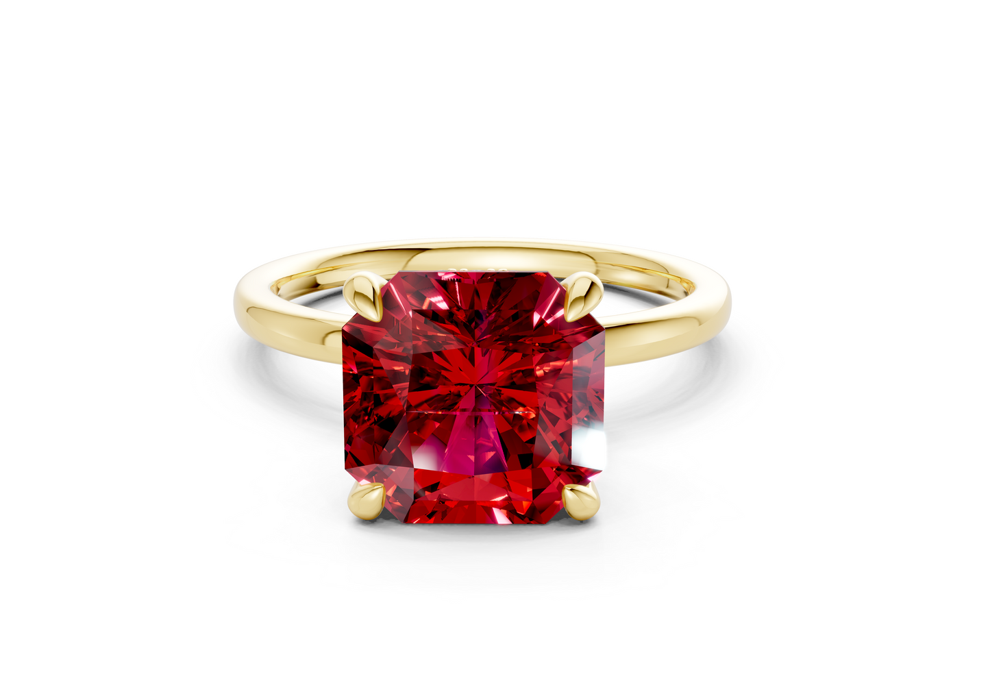 Seraphina Ruby Gemstone Solitaire Radiant Squareuare Cut 1.8mm Engagement Ring