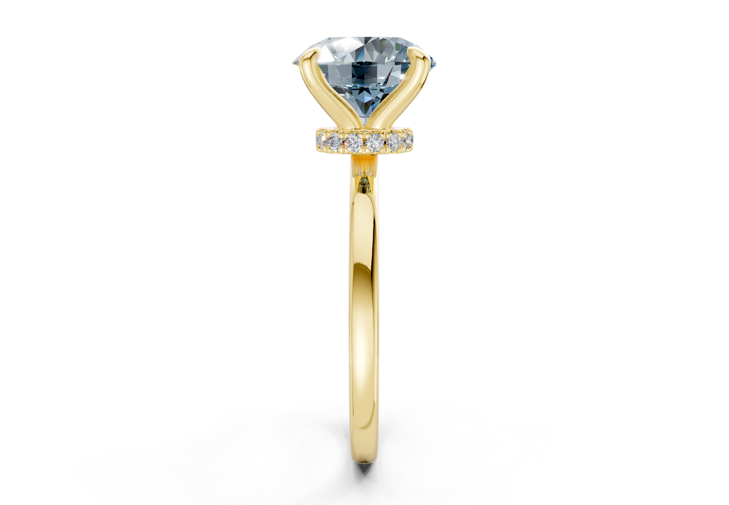 Seraphina Blue Diamond Solitaire Round Cut 1.8mm Engagement Ring