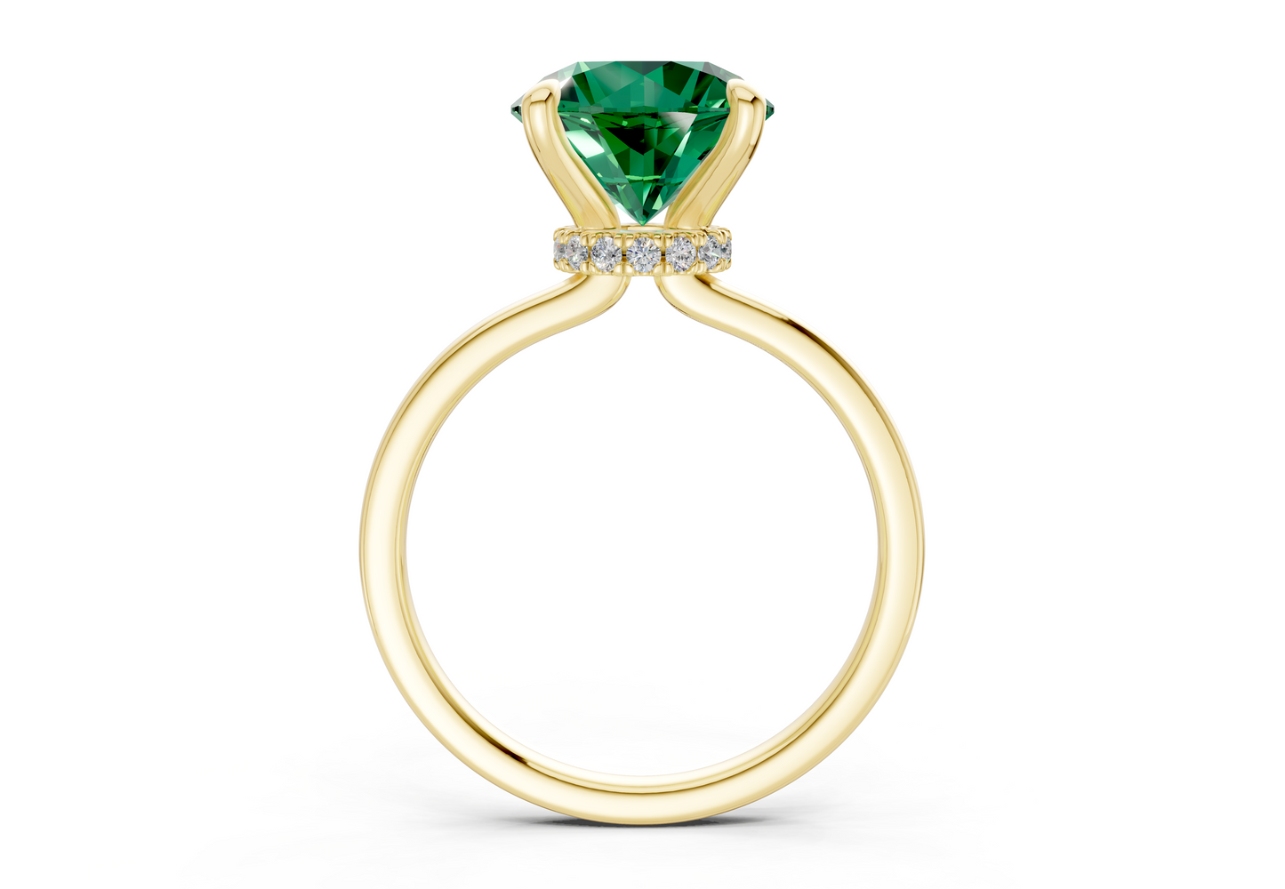 Seraphina Emerald Gemstone Solitaire Round Cut 1.8mm Engagement Ring