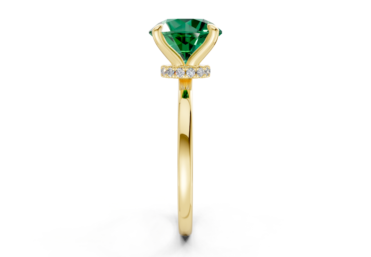 Seraphina Emerald Gemstone Solitaire Round Cut 1.8mm Engagement Ring