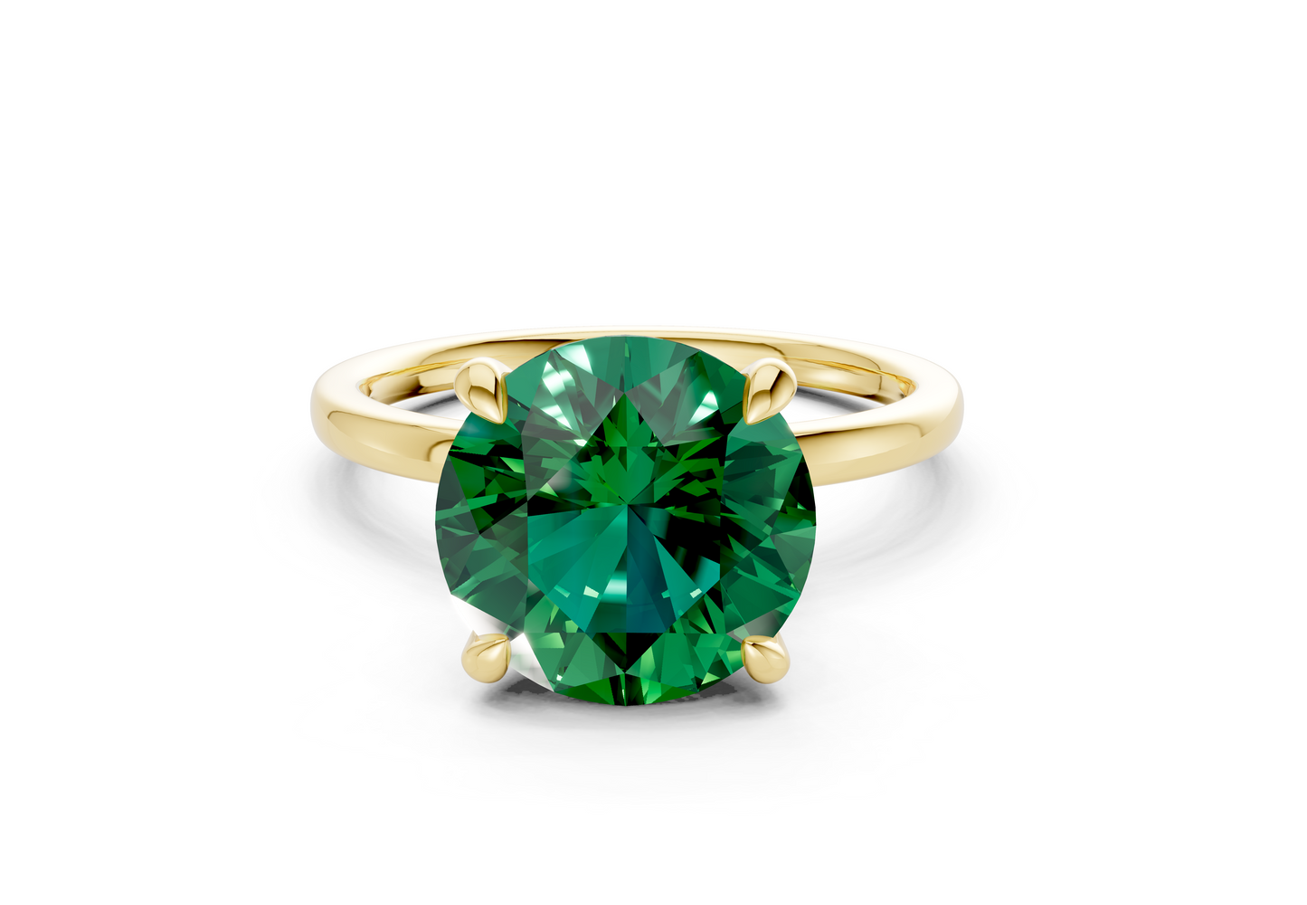 Seraphina Emerald Gemstone Solitaire Round Cut 1.8mm Engagement Ring