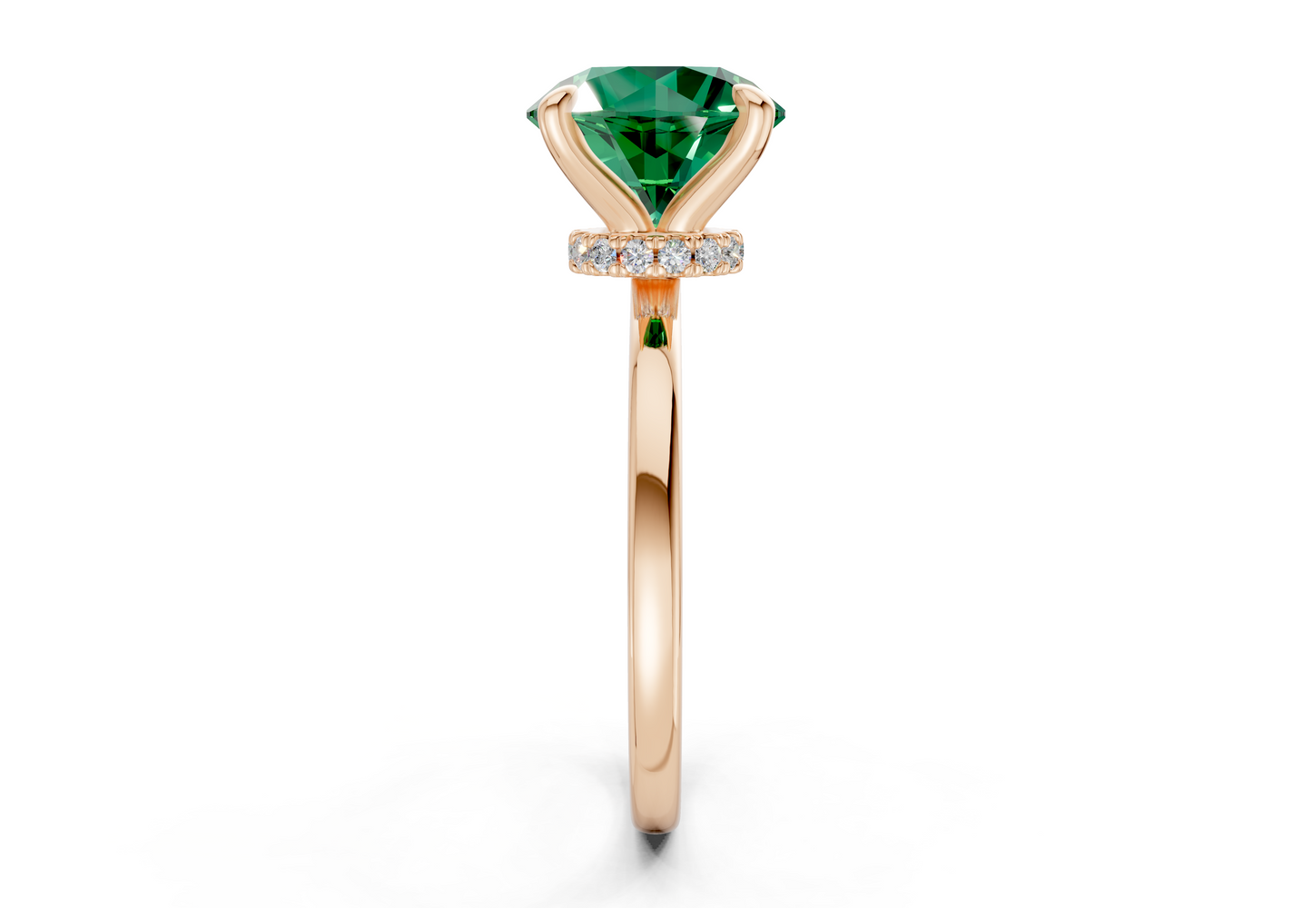 Seraphina Emerald Gemstone Solitaire Round Cut 1.8mm Engagement Ring