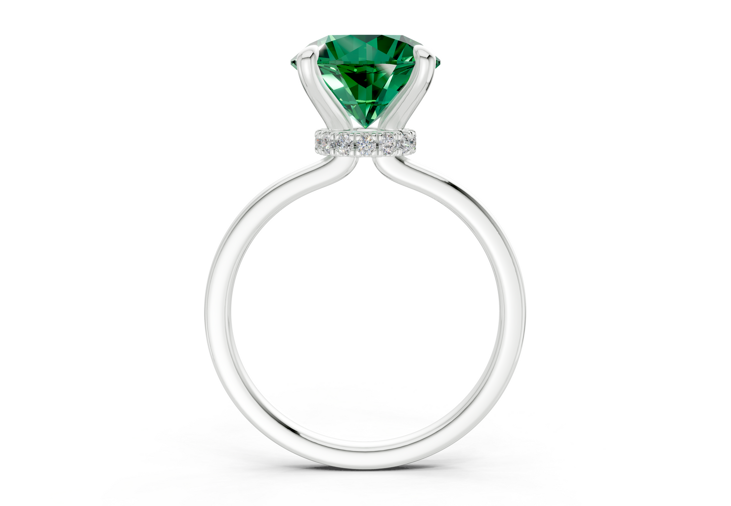 Seraphina Emerald Gemstone Solitaire Round Cut 1.8mm Engagement Ring
