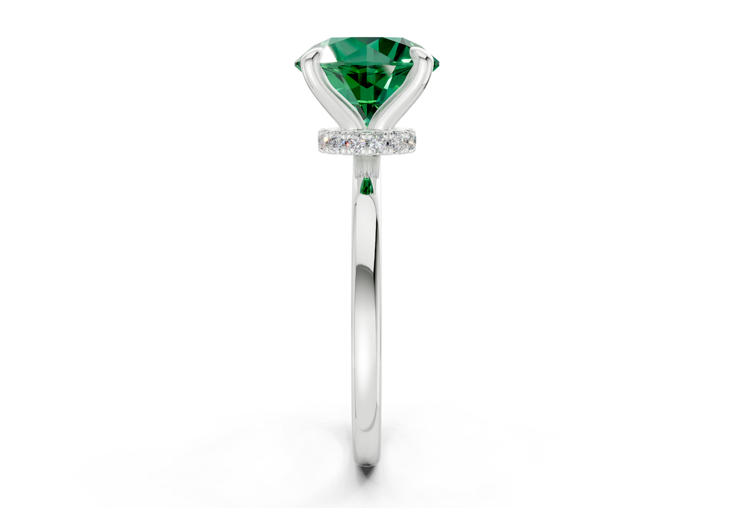 Seraphina Emerald Gemstone Solitaire Round Cut 1.8mm Engagement Ring