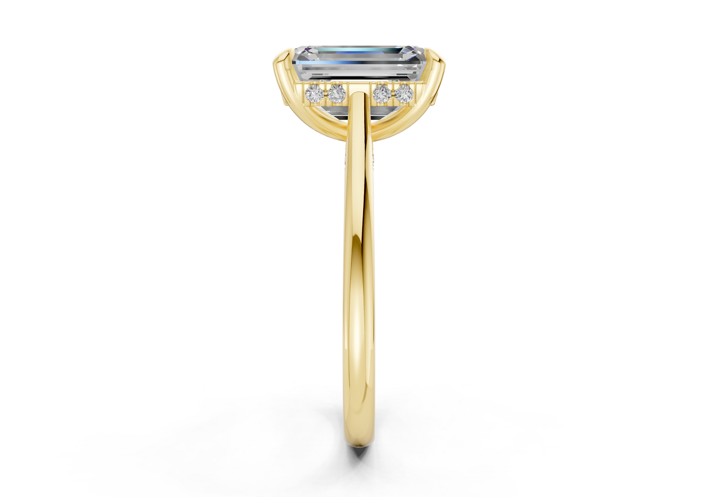 Piper Diamond Solitaire Emerald Cut 1.8mm Engagement Ring
