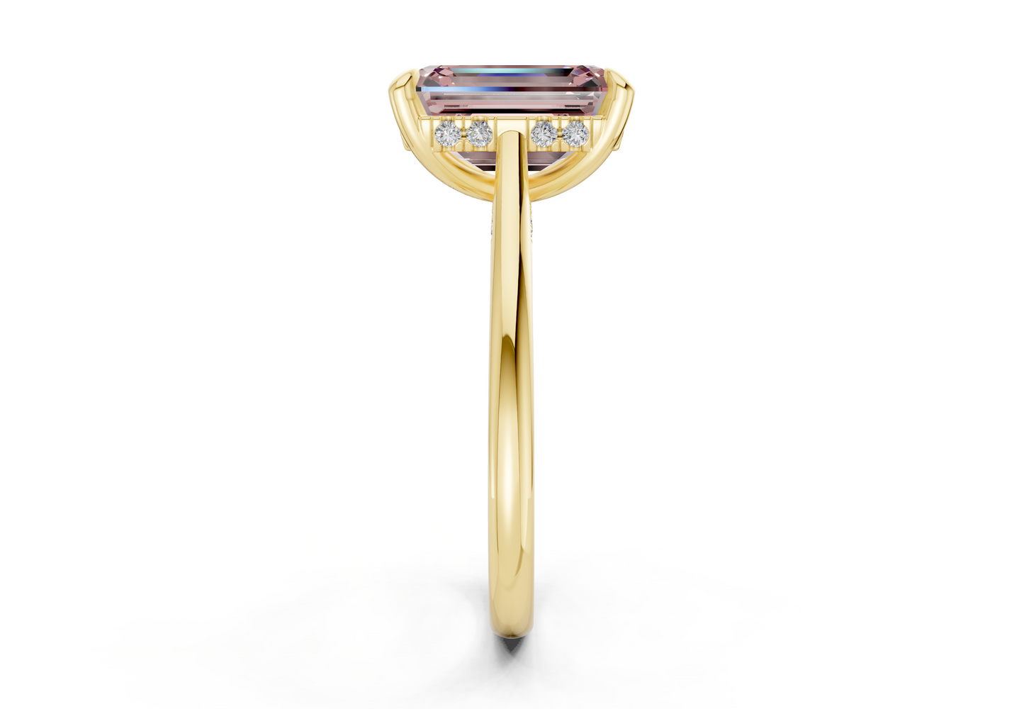 Piper Pink Diamond Solitaire Emerald Cut 1.8mm Engagement Ring
