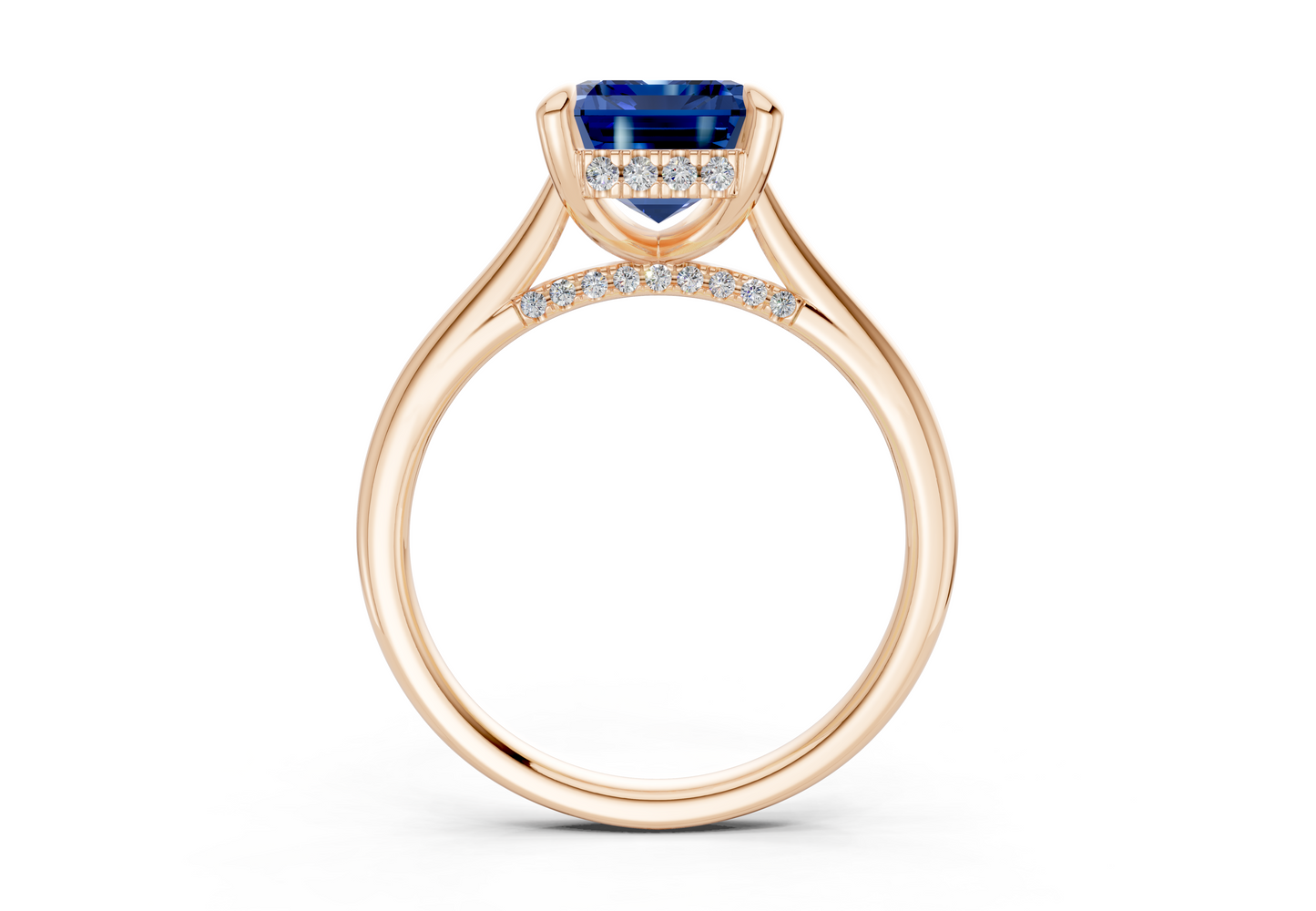 Piper Sapphire Gemstone Solitaire Emerald Cut 2mm Engagement Ring
