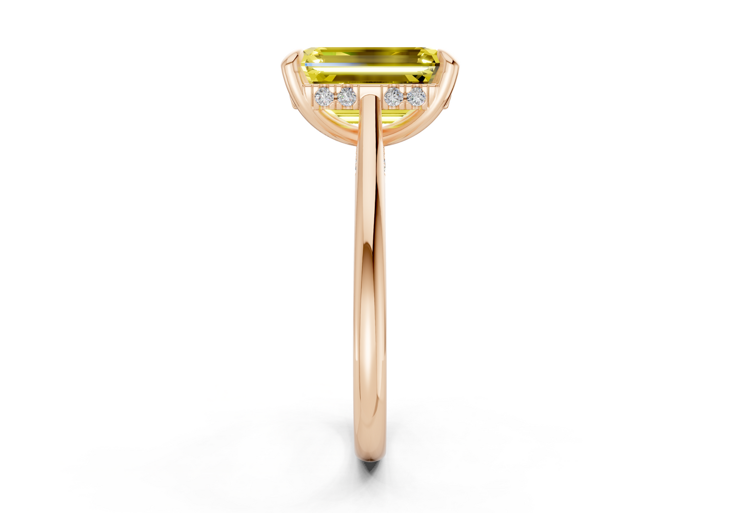 Piper Yellow Diamond Solitaire Emerald Cut 1.8mm Engagement Ring