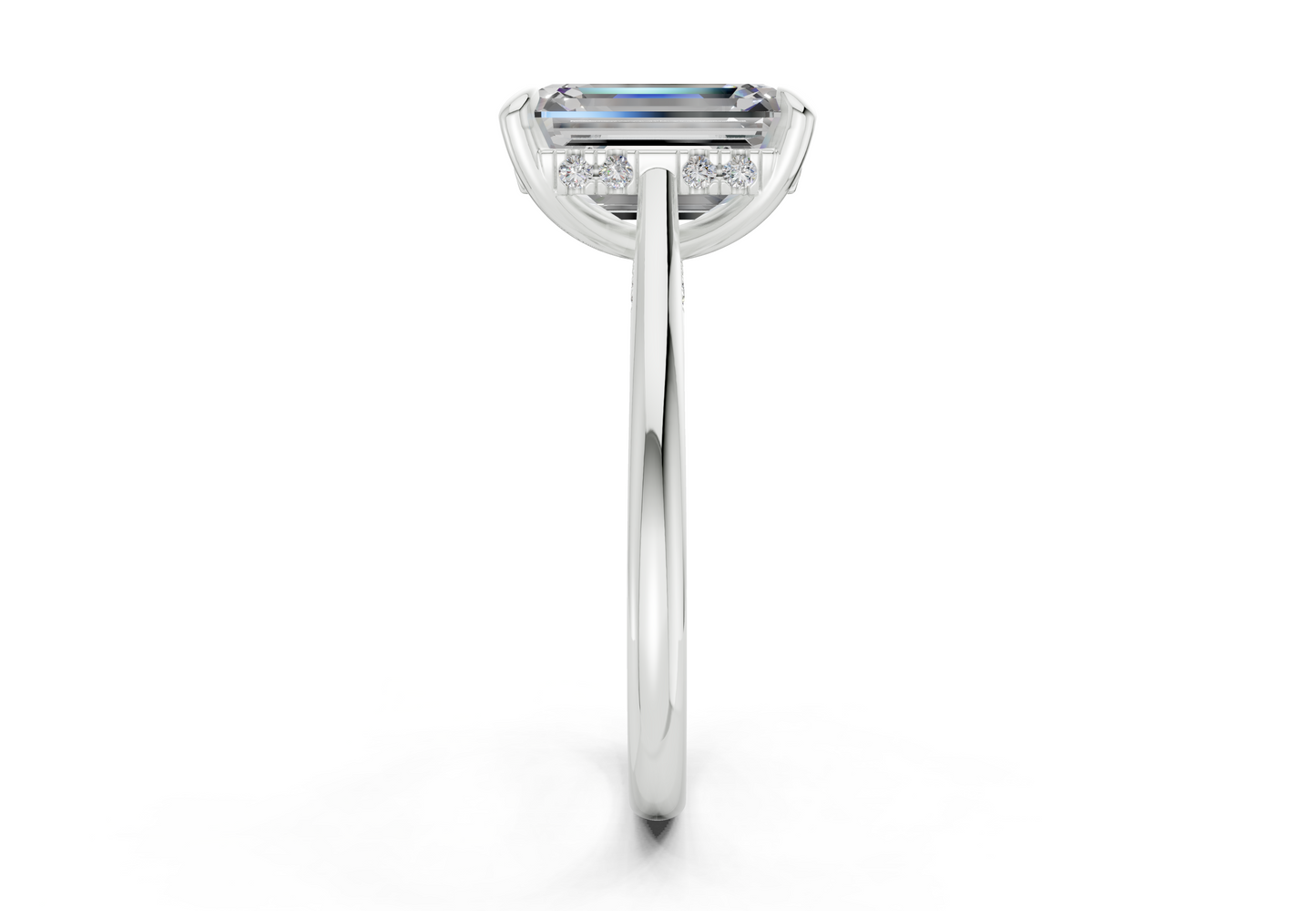 Piper Diamond Solitaire Emerald Cut 1.8mm Engagement Ring