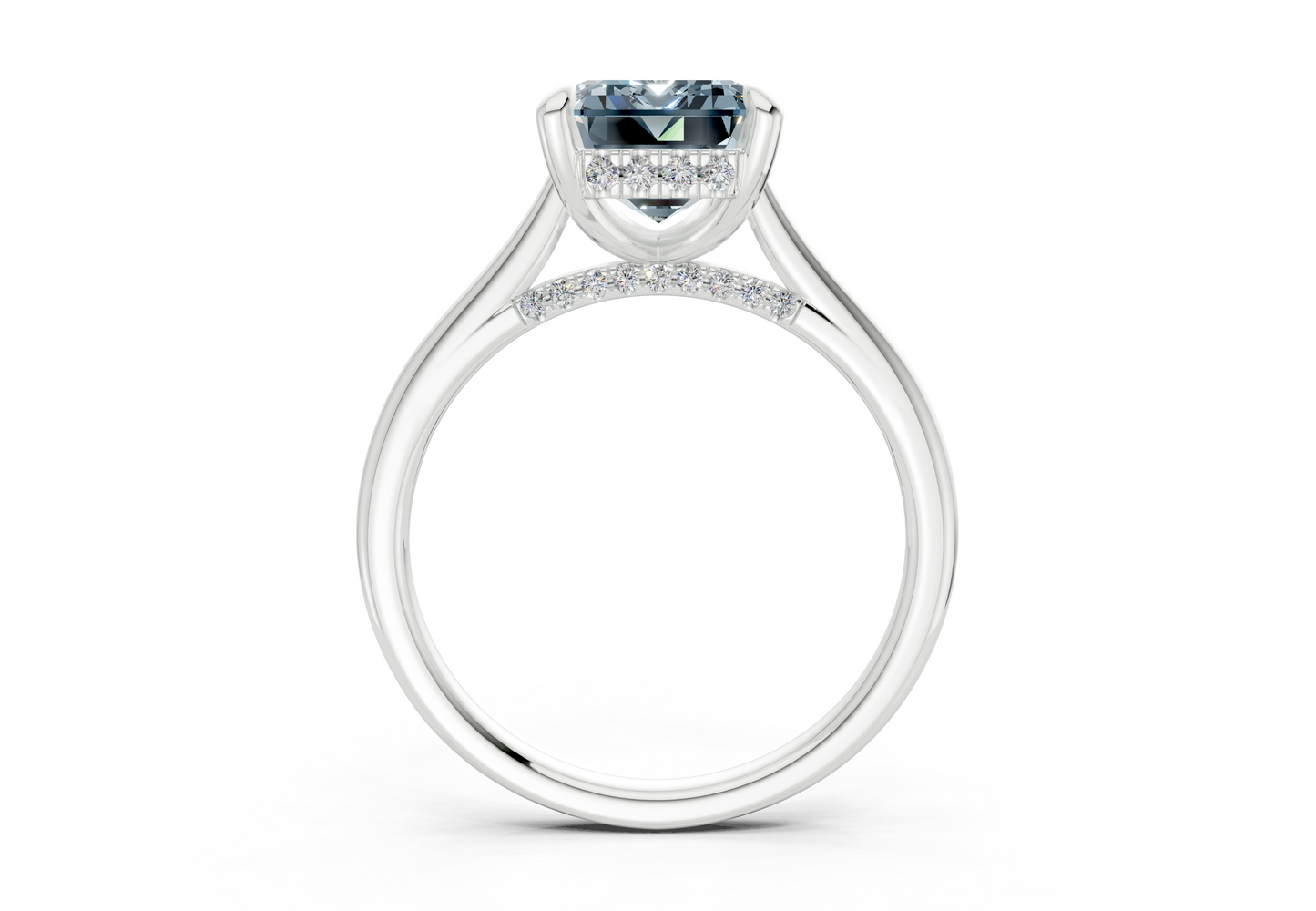 Piper Blue Diamond Solitaire Emerald Cut 1.8mm Engagement Ring