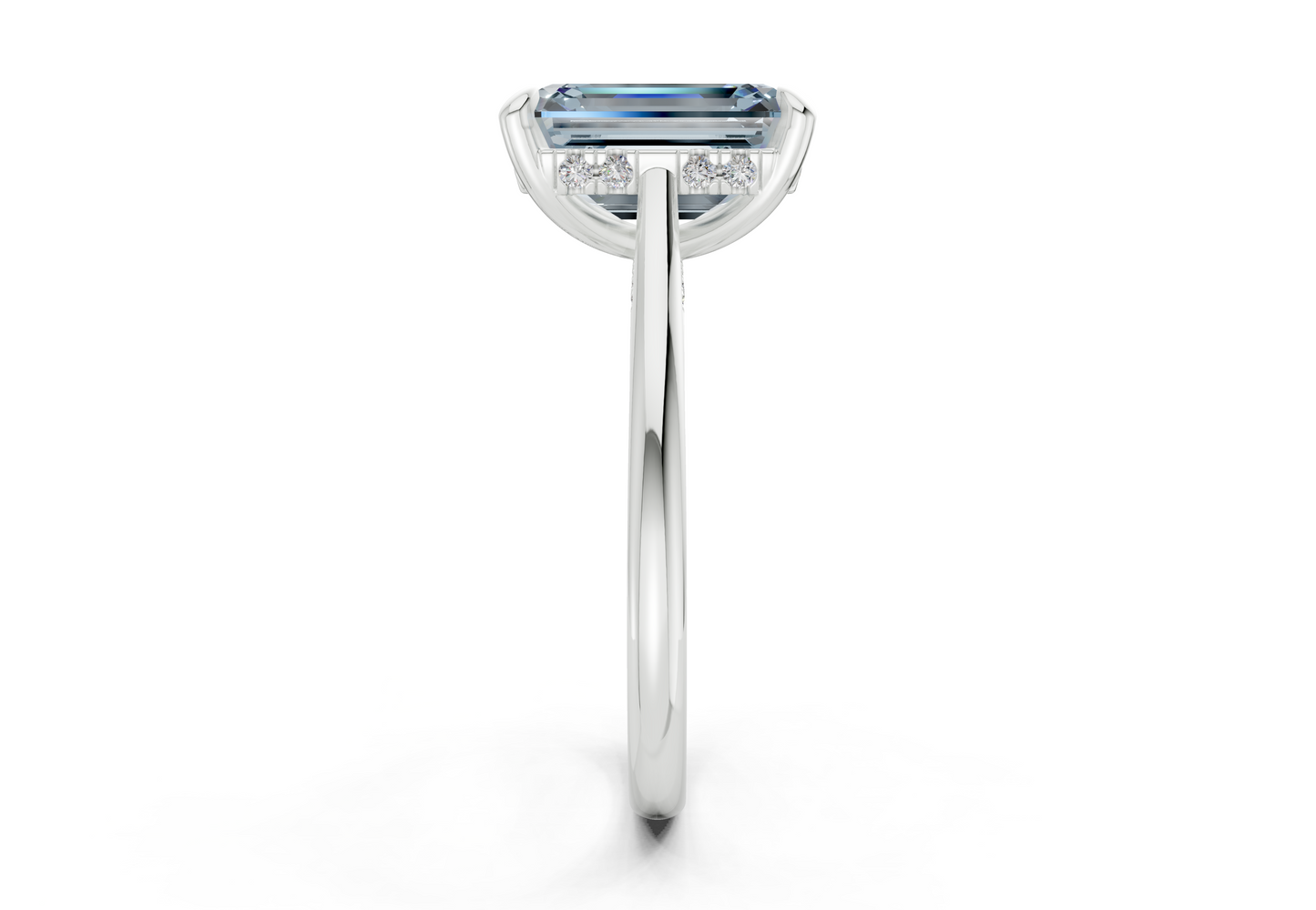 Piper Blue Diamond Solitaire Emerald Cut 1.8mm Engagement Ring