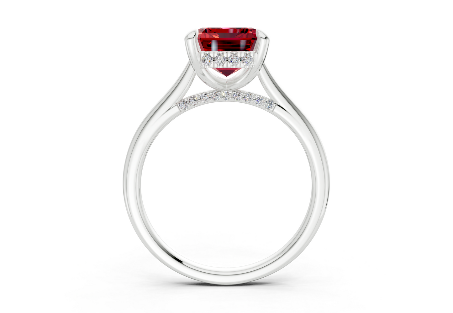 Piper Ruby Gemstone Solitaire Emerald Cut 1.8mm Engagement Ring