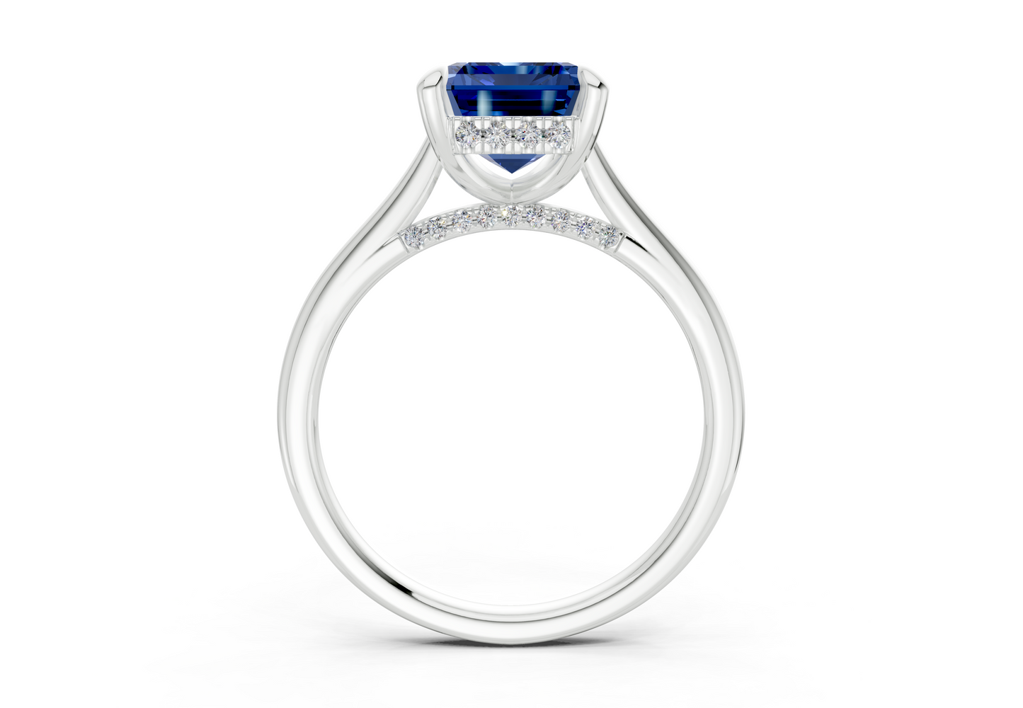 Piper Sapphire Gemstone Solitaire Emerald Cut 2mm Engagement Ring