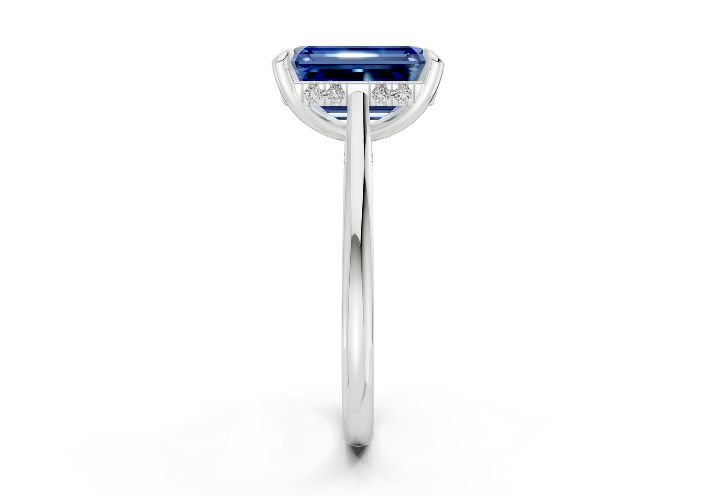 Piper Sapphire Gemstone Solitaire Emerald Cut 2mm Engagement Ring
