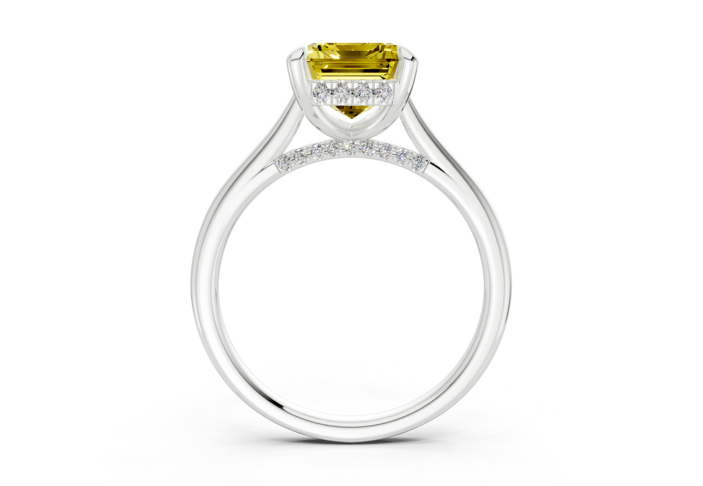 Piper Yellow Diamond Solitaire Emerald Cut 1.8mm Engagement Ring