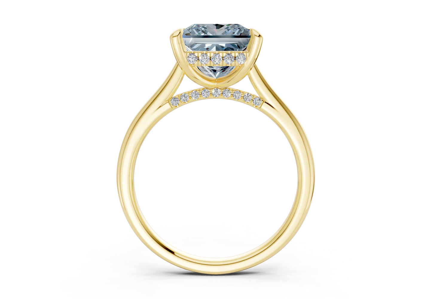 Piper Blue Diamond Solitaire Princess Cut 2.3mm Engagement Ring