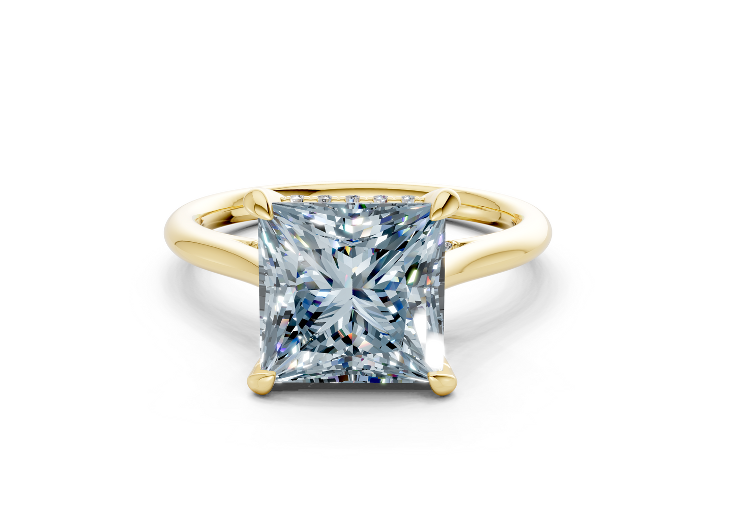 Piper Blue Diamond Solitaire Princess Cut 2.3mm Engagement Ring