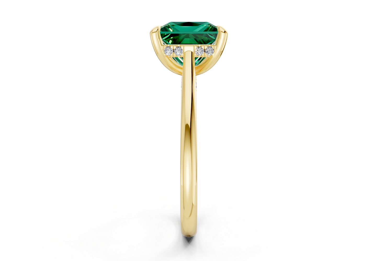 Piper Emerald Gemstone Solitaire Princess Cut 2mm Engagement Ring