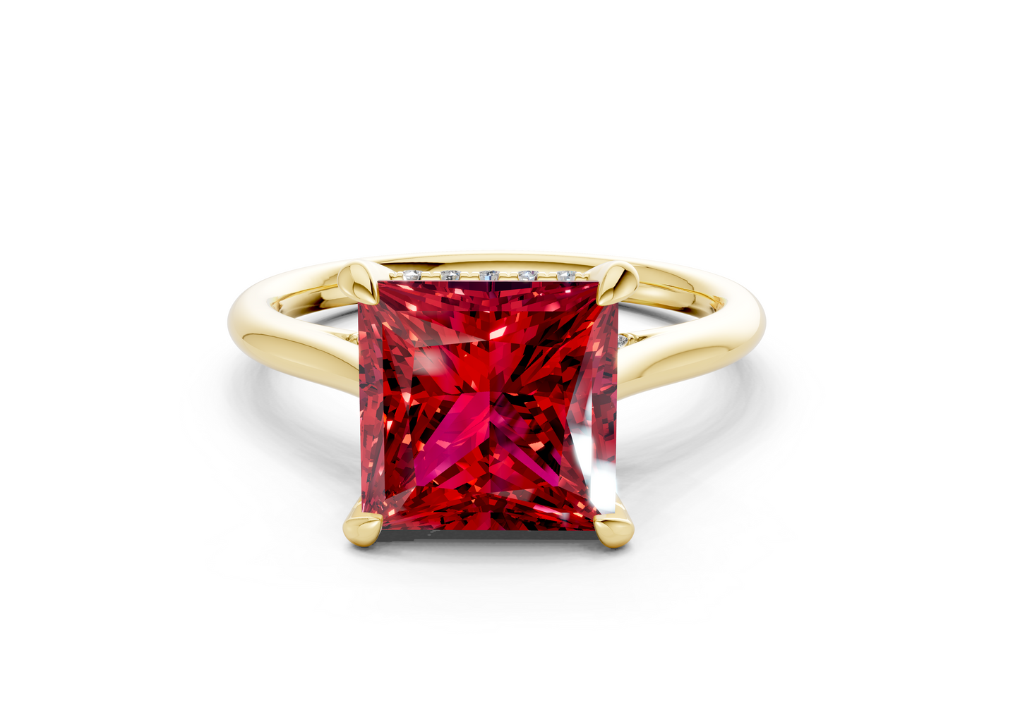 Piper Ruby Gemstone Solitaire Princess Cut 2mm Engagement Ring