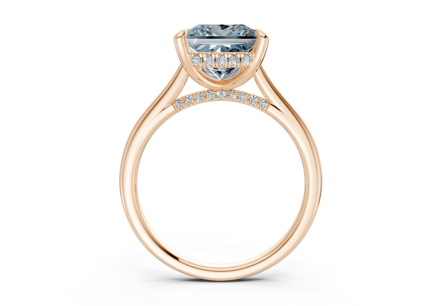 Piper Blue Diamond Solitaire Princess Cut 2.3mm Engagement Ring
