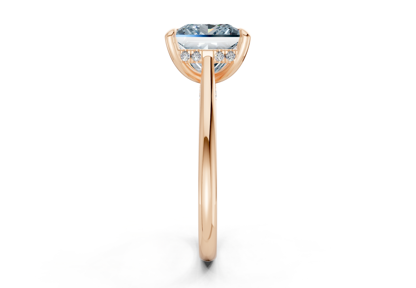 Piper Blue Diamond Solitaire Princess Cut 2.3mm Engagement Ring