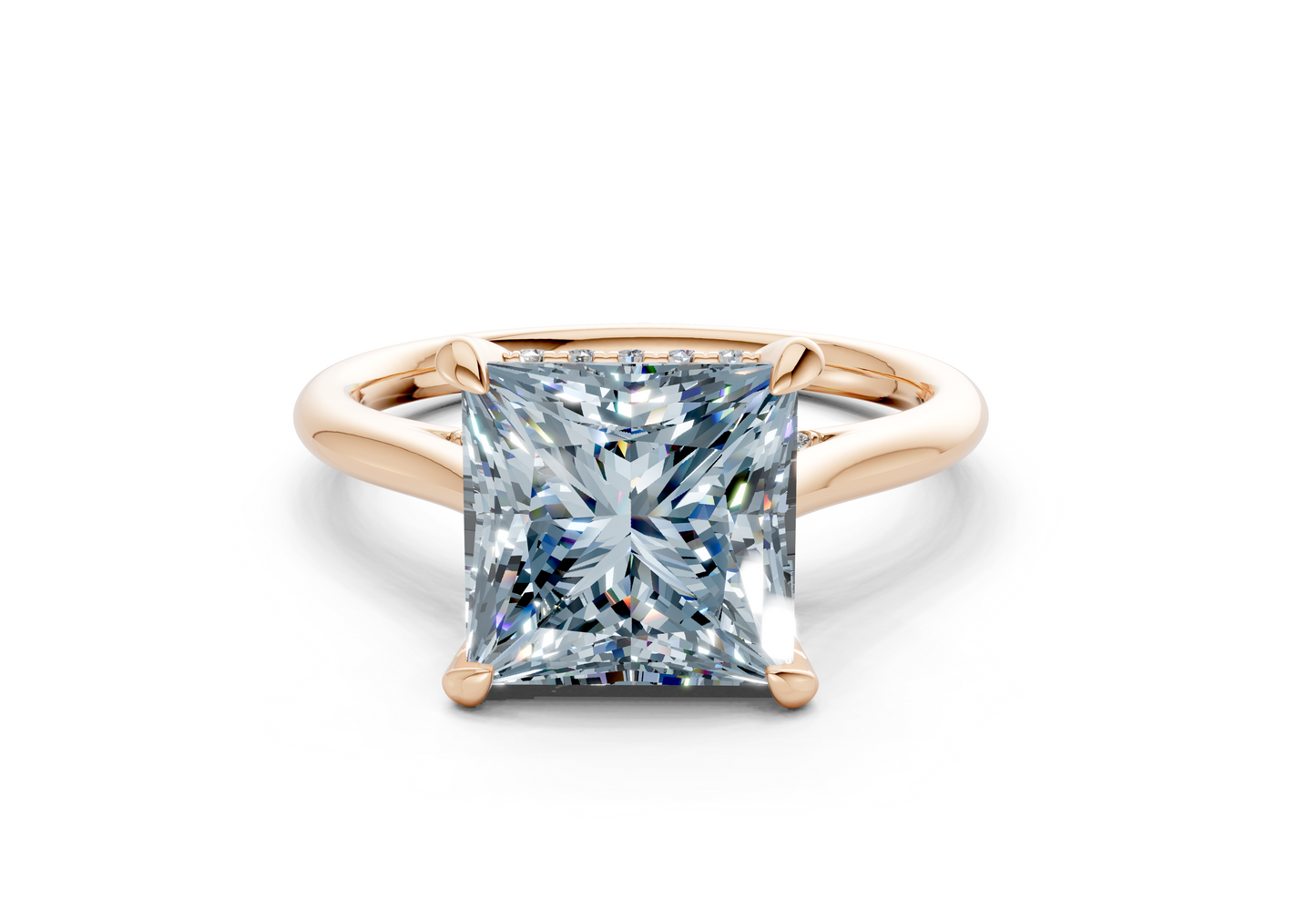 Piper Blue Diamond Solitaire Princess Cut 2.3mm Engagement Ring