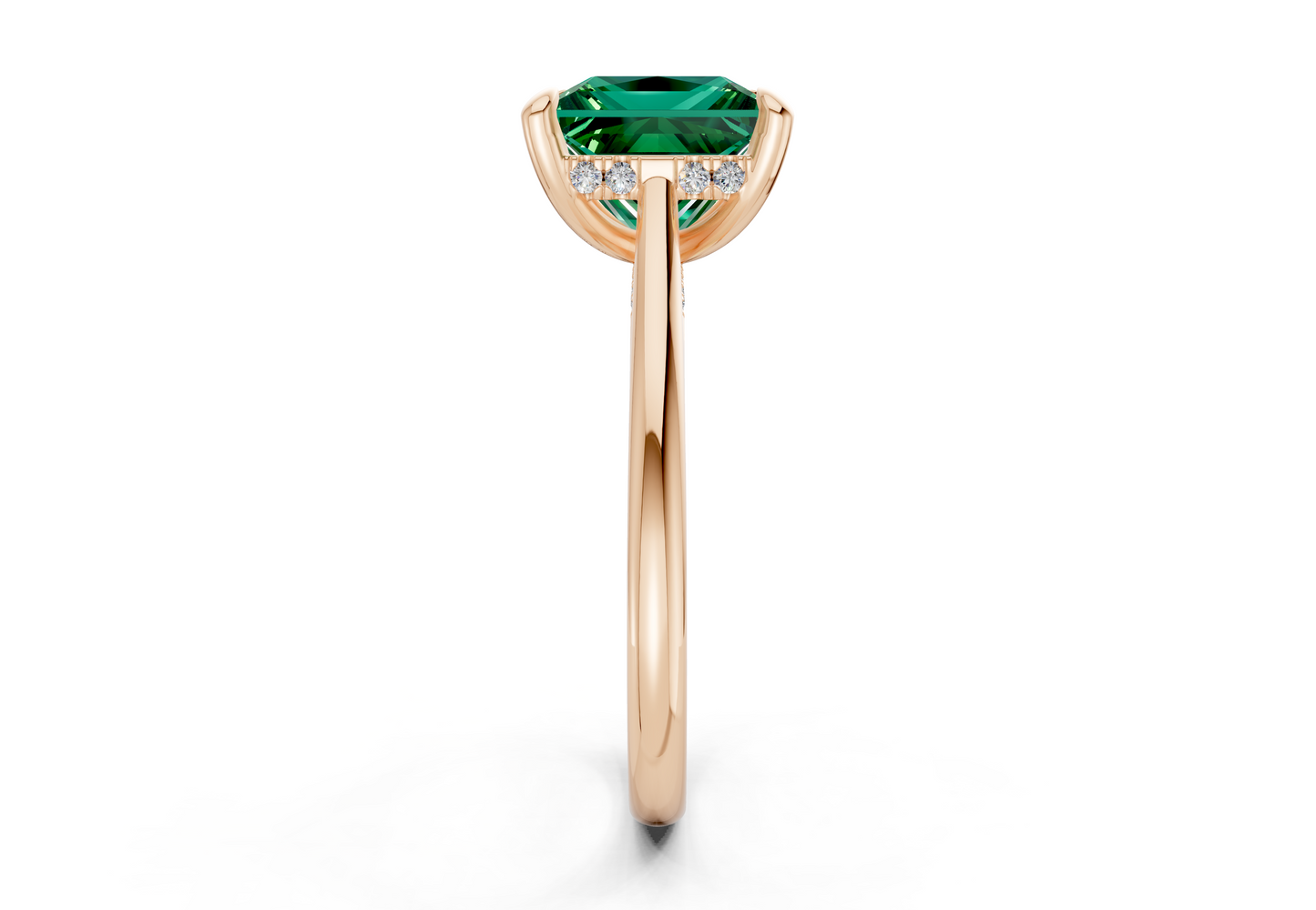Piper Emerald Gemstone Solitaire Princess Cut 2mm Engagement Ring