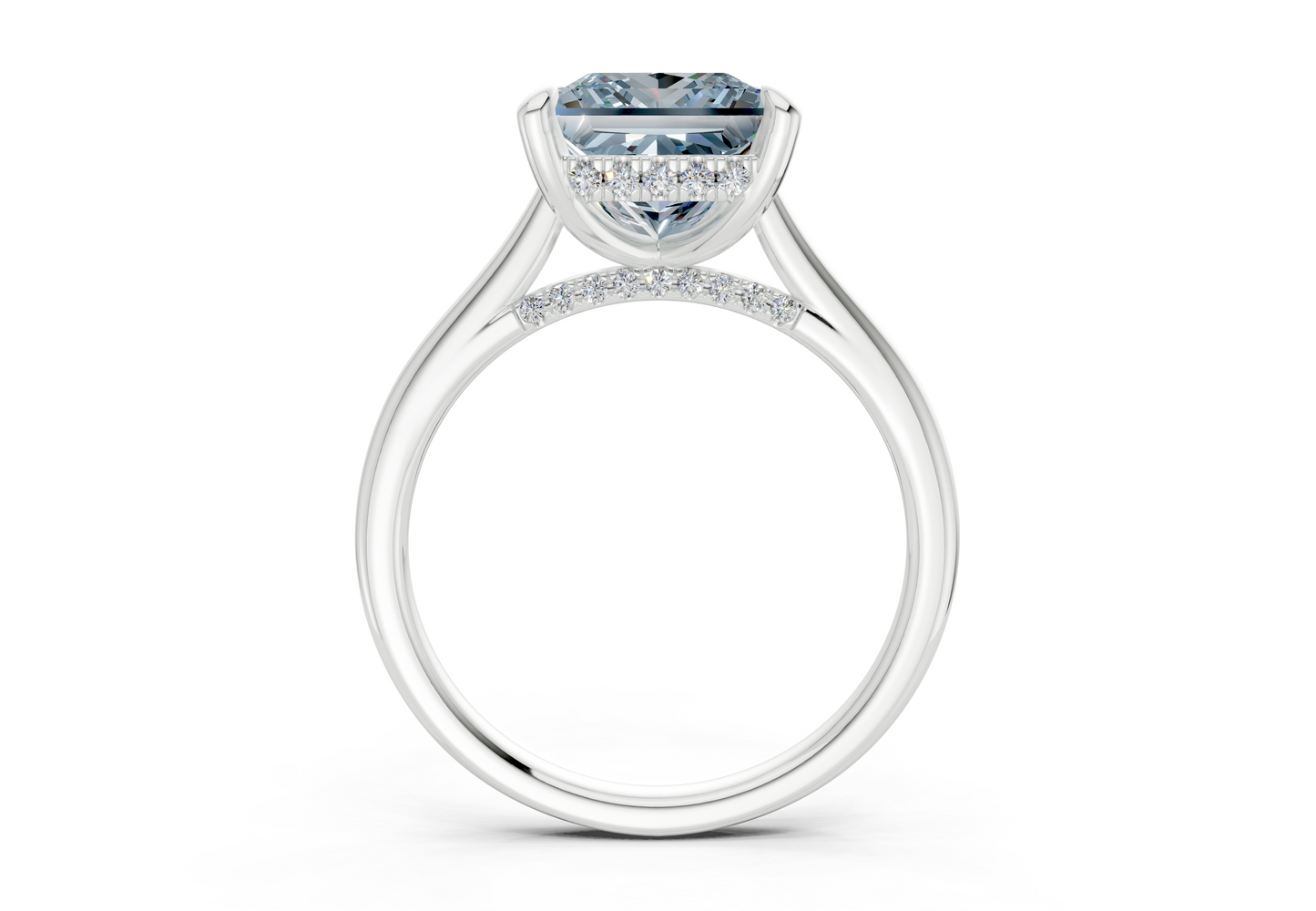 Piper Blue Diamond Solitaire Princess Cut 2.3mm Engagement Ring