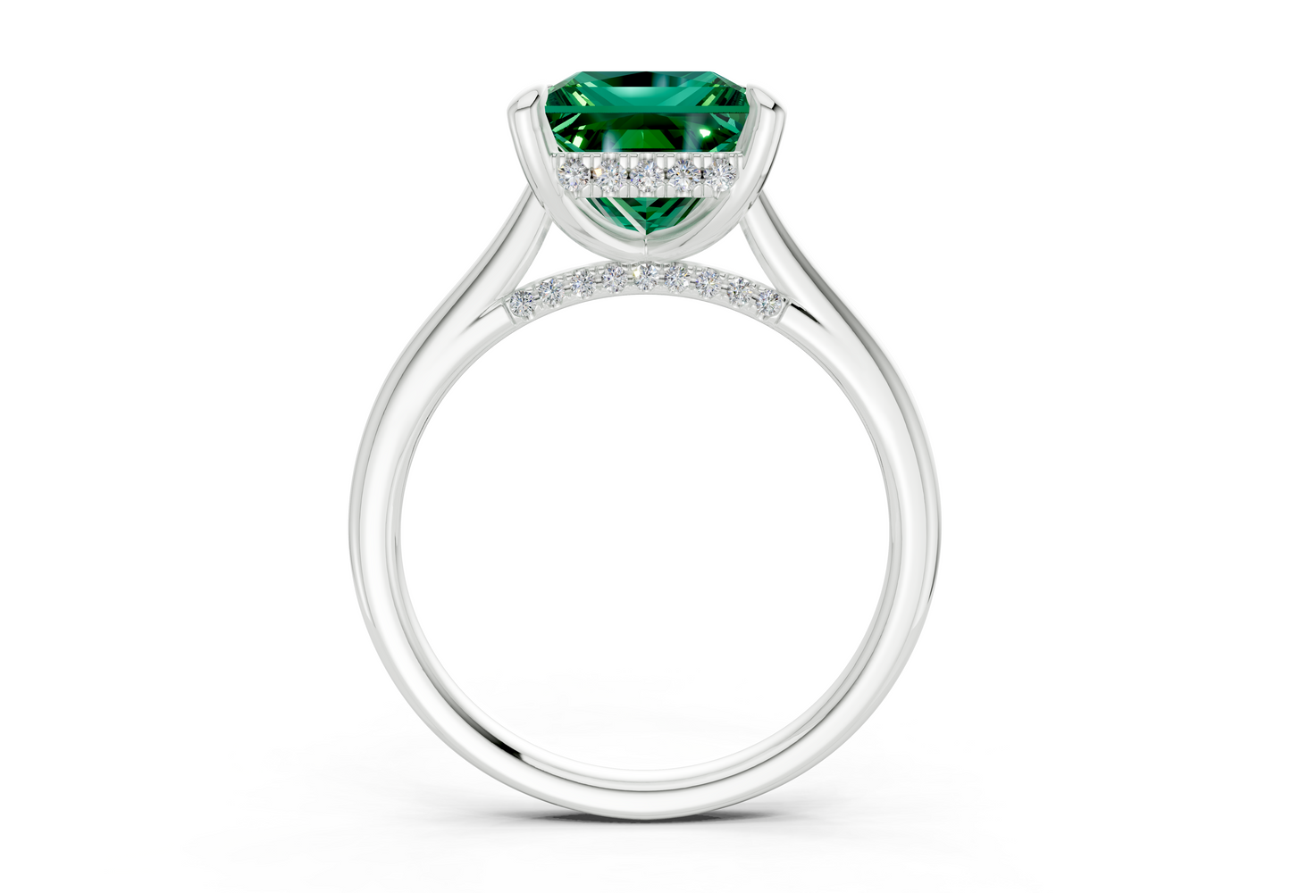 Piper Emerald Gemstone Solitaire Princess Cut 2.3mm Engagement Ring