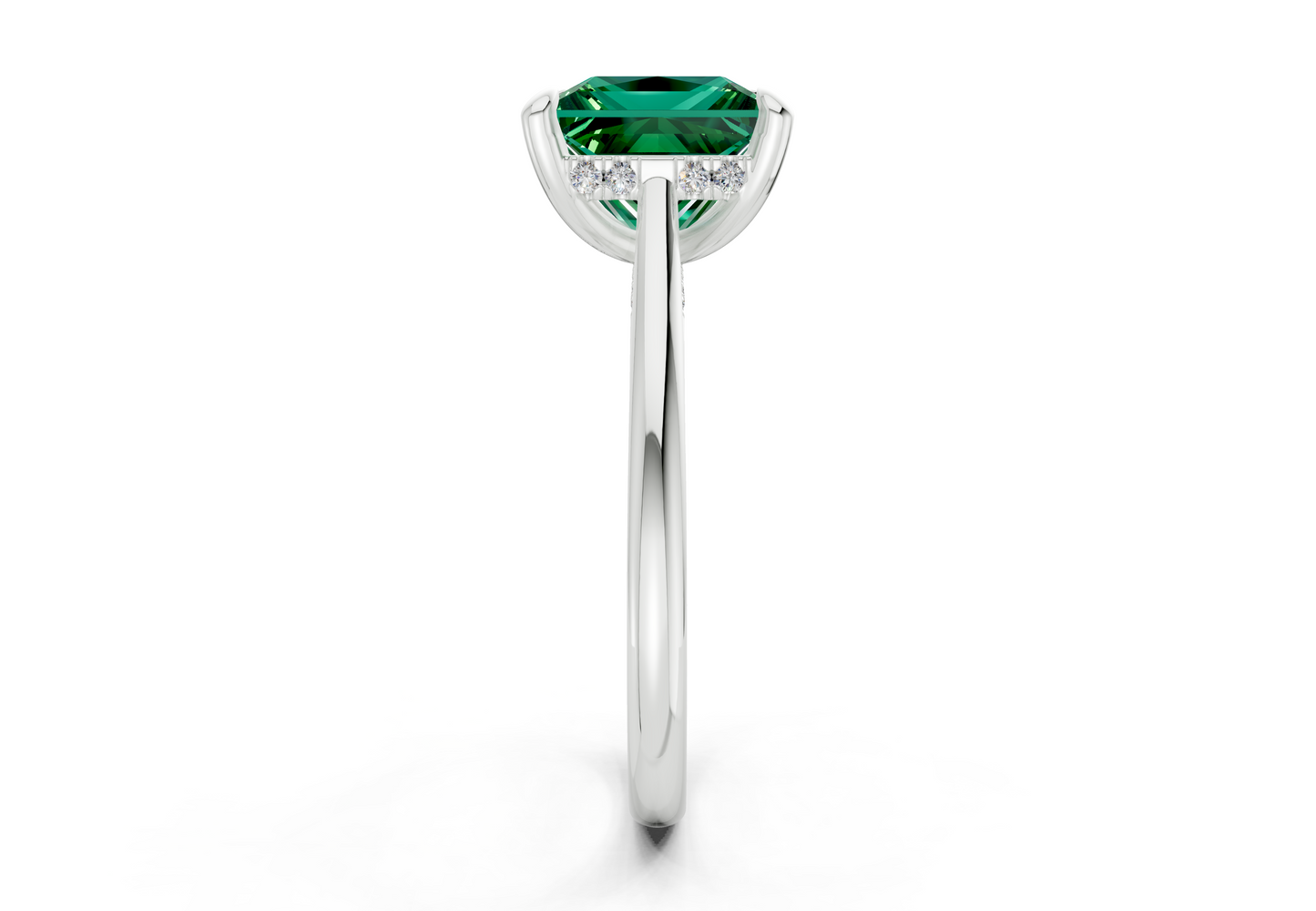 Piper Emerald Gemstone Solitaire Princess Cut 2mm Engagement Ring