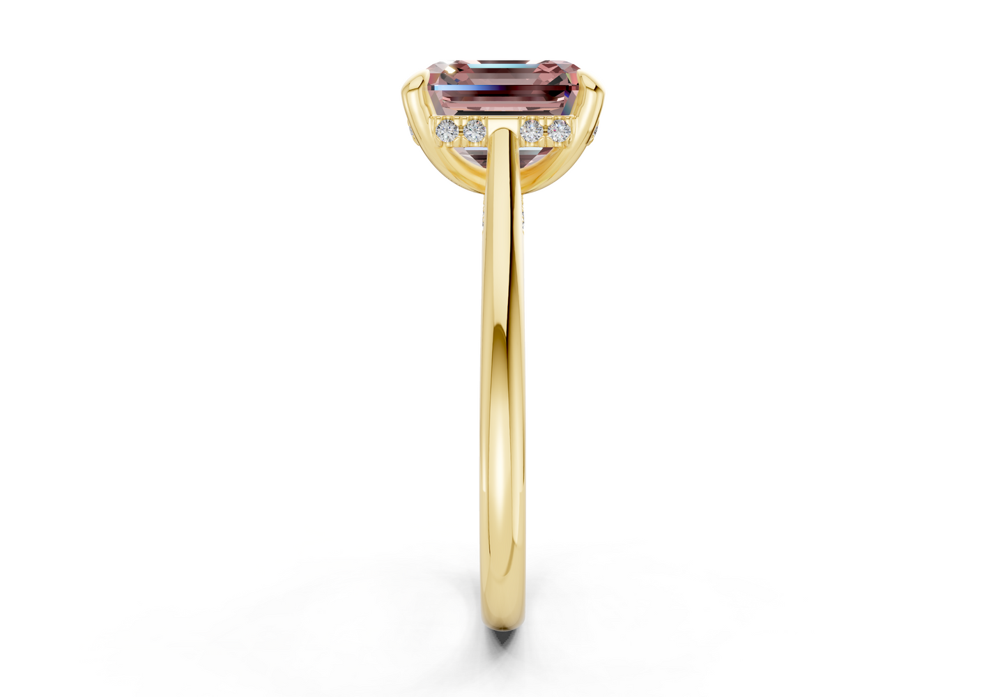 Piper Pink Diamond Solitaire Asscher Cut 1.8mm Engagement Ring