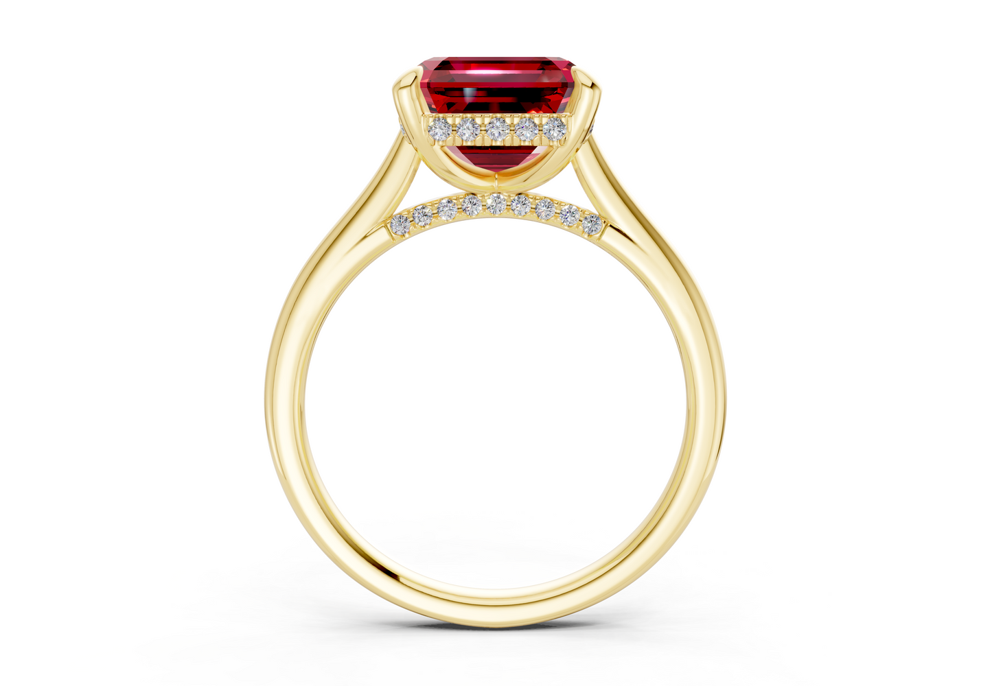 Piper Ruby Gemstone Solitaire Asscher Cut 1.8mm Engagement Ring