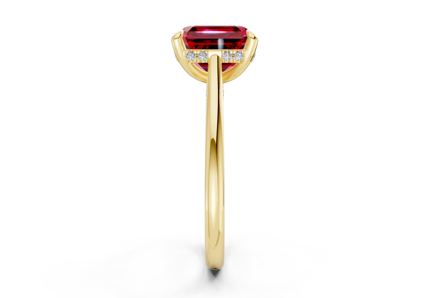 Piper Ruby Gemstone Solitaire Asscher Cut 1.8mm Engagement Ring
