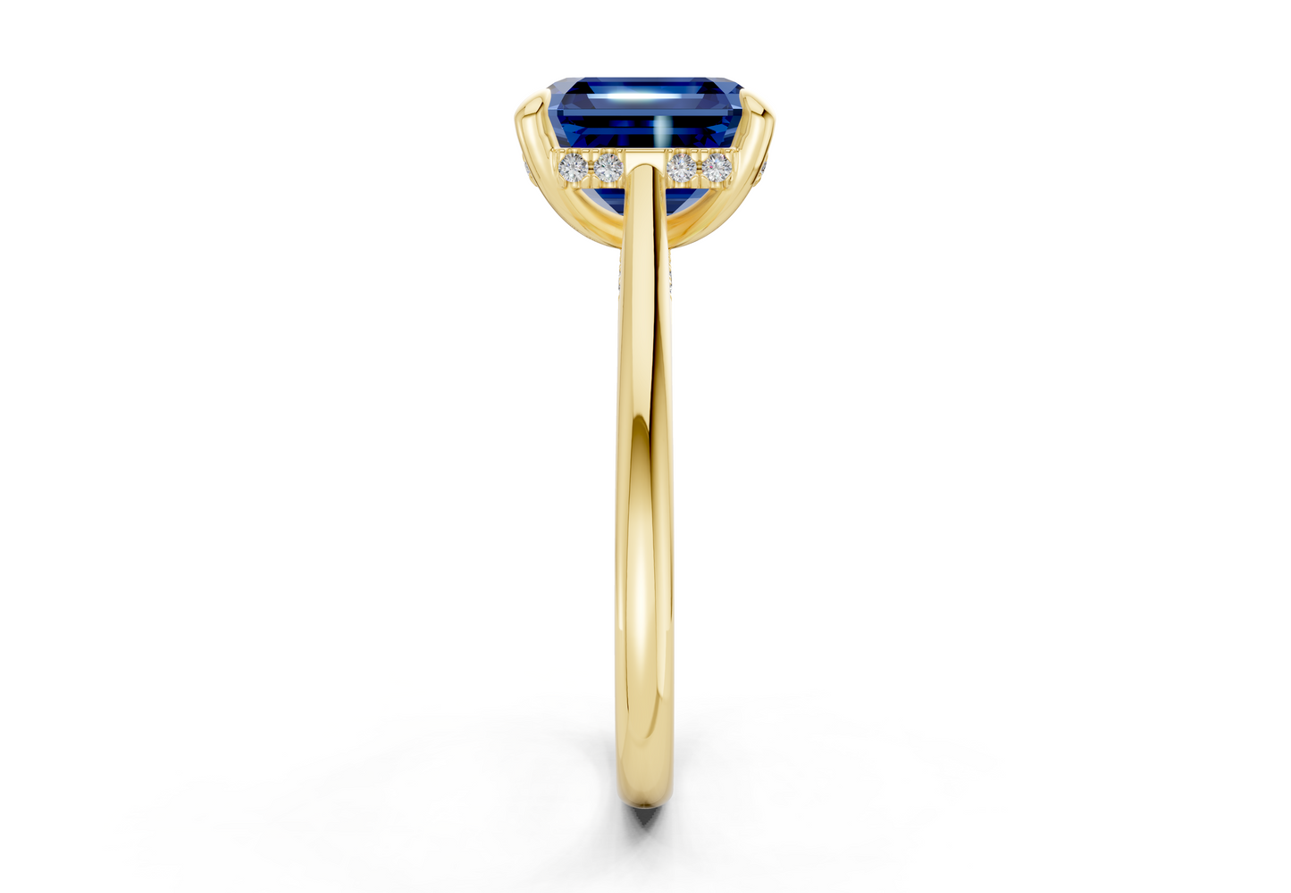 Piper Sapphire Gemstone Solitaire Asscher Cut 1.8mm Engagement Ring